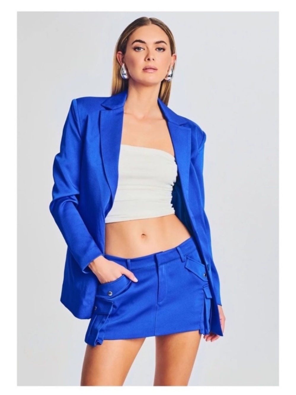 New! SER.O.YA Vienna Oversized Blazer Jacket in Royal Blue